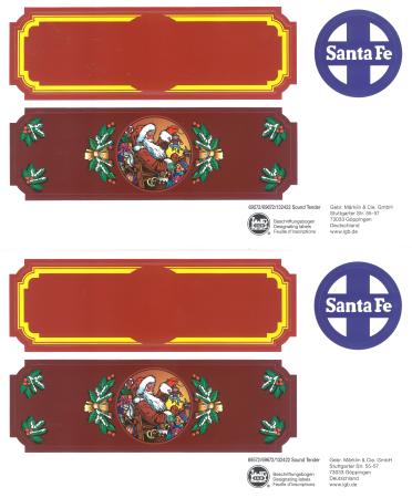 LGB Beschriftungsbögen für Tender Santa Fe / Weihnachtsdekor